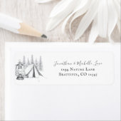 Adres van de Camping Tent, Lantaarn en Woodland Sk Etiket (Insitu)