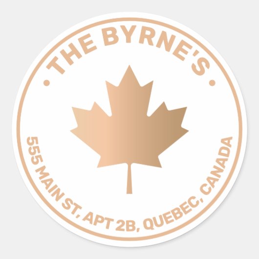 Adres van de Canadese Maple Leaf Street Ronde Sticker (Voorkant)
