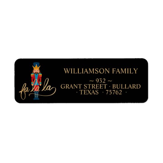 Adres van de familie Fa La La KerstNutkraker Etiket (Voorkant)