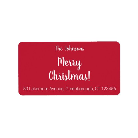Adres van de moderne Red Merry-kerstfamilie Etiket (Voorkant)