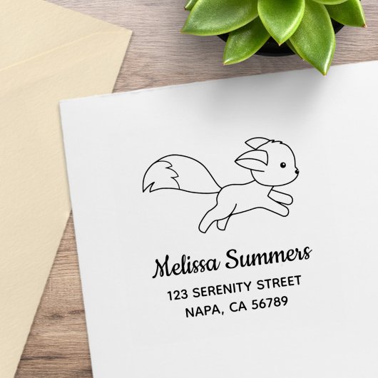 Adres van de Mooie Rennende Vos Rubberstempel