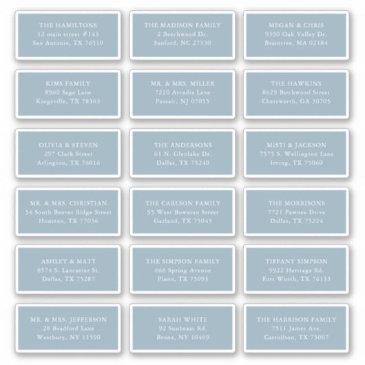 Adres van de Ontvanger van de Dusty Blue Guest Ver Sticker (Voorkant)