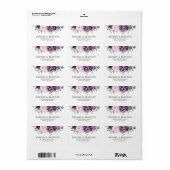 Adres van de Paarse Dusty Blooms Etiket (Full Sheet)