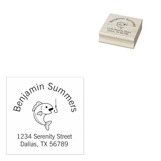 Adres van de vissoort en Geviste haak Rubberstempel (Gestempeld)