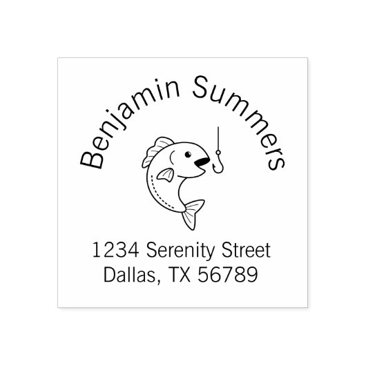 Adres van de vissoort en Geviste haak Rubberstempel (Afrduk)