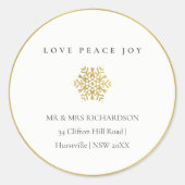 ADRES VAN DE VREDE VAN DE VREUGDE VAN DE LIEFDE RONDE STICKER (Voorkant)