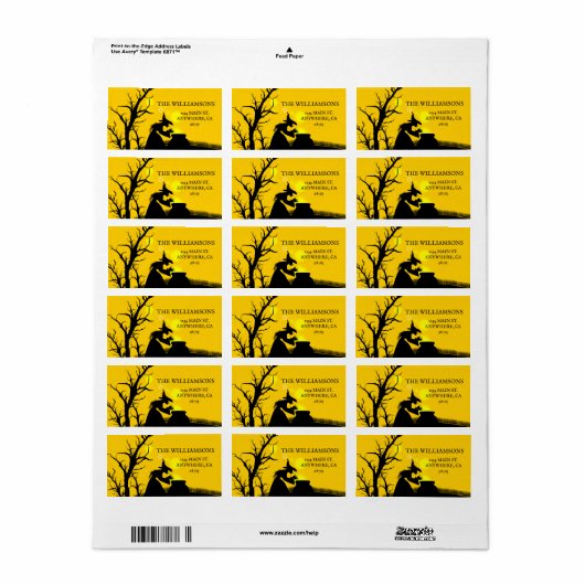 Adres van de witte Witch Silhouette Halloween Etiket (Full Sheet)