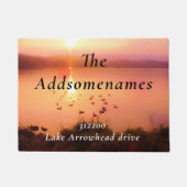 Adres van de zonsondergang van het peach meer deurmat (Voorkant)