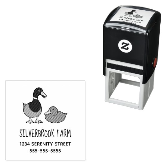 Adres van het Boerderij Mallard Ducks Zelfinktende Stempel (In situ)