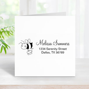 Adres van het hoofdkwartier van de gespannen bijen rubberstempel