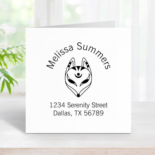 Adres van het Japanse Kitsune Fox-masker Rubberstempel