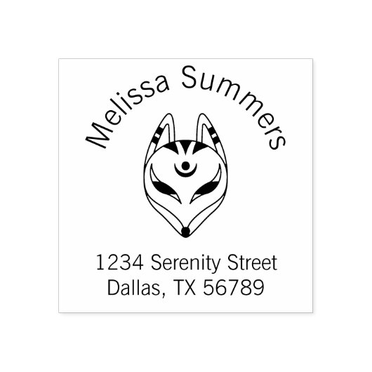 Adres van het Japanse Kitsune Fox-masker Rubberstempel (Afrduk)