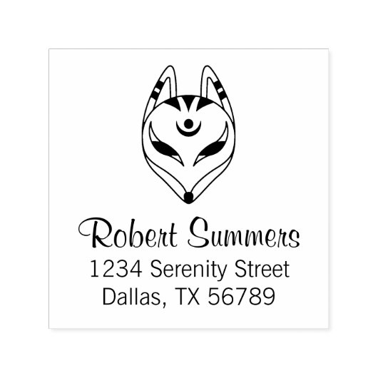 Adres van het Japanse Kitsune Fox-masker Zelfinktende Stempel (Design)