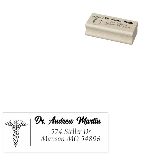 Adres van het medisch symbool rubberstempel (Gestempeld)