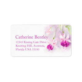 Adres van het persadres van Fuchsia flower roze br Etiket