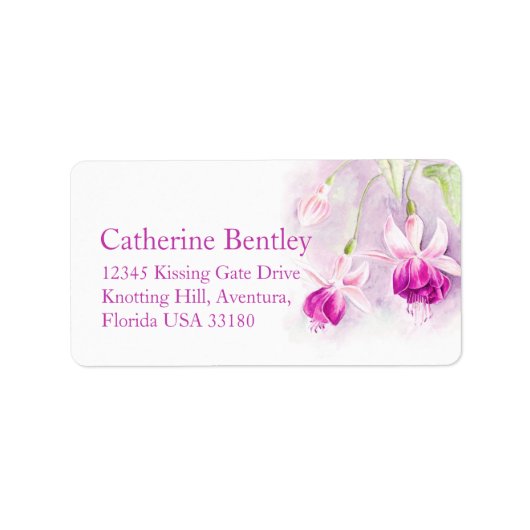 Adres van het persadres van Fuchsia flower roze br Etiket (Voorkant)