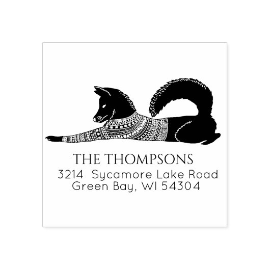 Adres van Husky Dog-kerstSweater Rubberstempel (Afrduk)