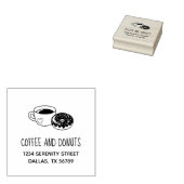 Adres van koffie- en donutbedrijf rubberstempel (Gestempeld)