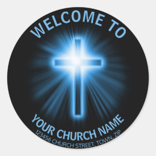 Adres van lid van de nieuwe kerk ronde sticker