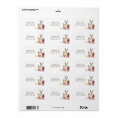 adres van Peony Flowers en Bunny Rabbits Etiket (Full Sheet)