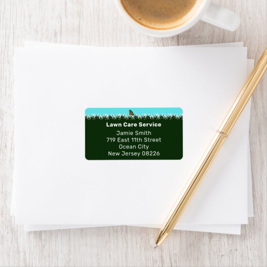 Adres van professionele gazonverzorgingsdienst etiket (Insitu)