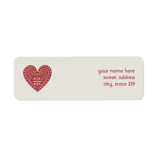Adres van Red Heart Cutout Valentijns Label (Voorkant)