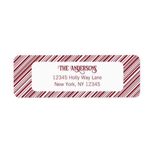 Adres van rode en witte streep etiket (Voorkant)