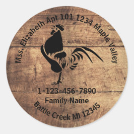 Adres van Rooster Silhouette Ronde Sticker