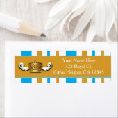 Adres van Royal Gold Crown & Blue Prince Party Etiket (Insitu)