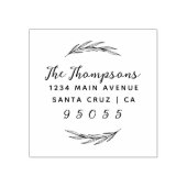Adres van Rustic Wreath & Custom Script Family Nam Rubberstempel (Afrduk)