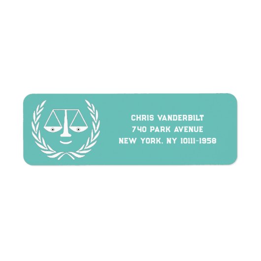 Adres van terugkeer advocaat etiket (Voorkant)