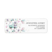 Adres van Truck Bunny Easter Waterverf Etiket (Voorkant)