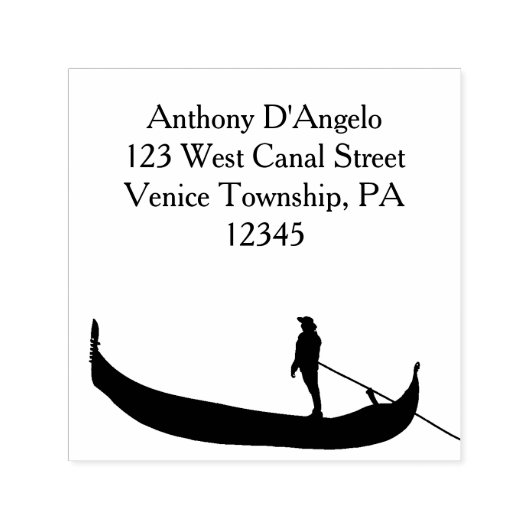 Adres van Venice Gondola Silhouette Zelfinktende Stempel (Design)