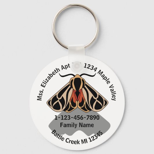 Adres van verloren Tiger Moth Family Sleutelhanger (Voorkant)