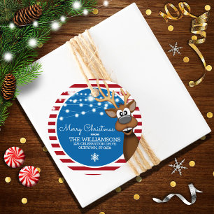Adres van whimsical Reindeer Family Bedankjes Labels