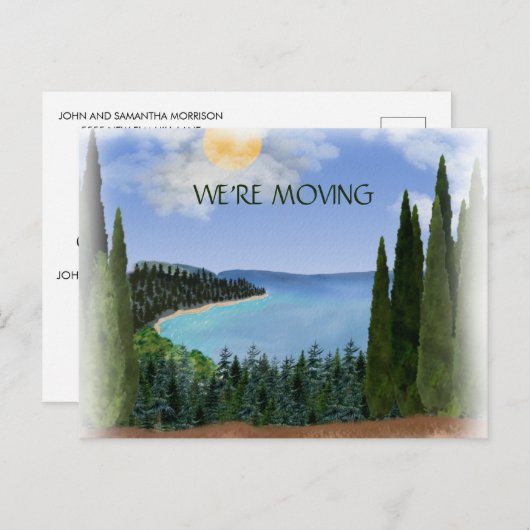Adres van wijziging Waterverf van het bergmeer Aankondigingskaart (Voorkant / Achterkant)