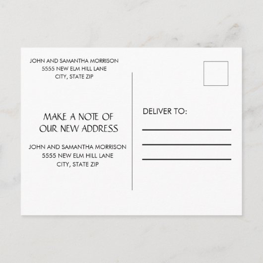 Adres van wijziging Waterverf van het bergmeer Aankondigingskaart (Achterkant)