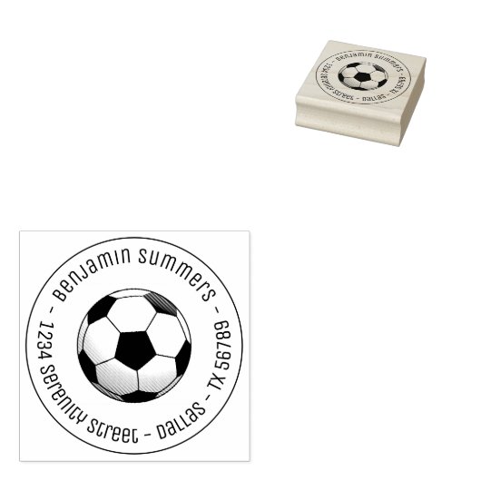 Adres voetbal Ronde Rubberstempel (Gestempeld)