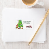 Adres voor Airedale Terrier en kerstboom Etiket (Insitu)