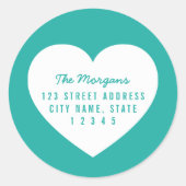 Adres voor bewerkbare achtergrond van het hart Kle Ronde Sticker (Voorkant)