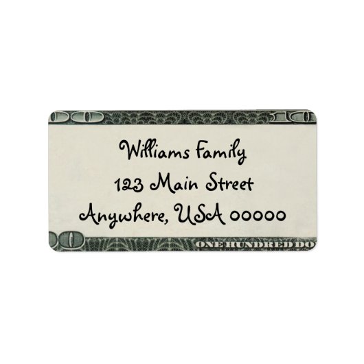 Adres voor contante aangifte etiket (Voorkant)