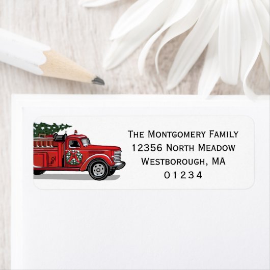  adres voor kerstboomkoorts met vuursteentje etiket (Insitu)