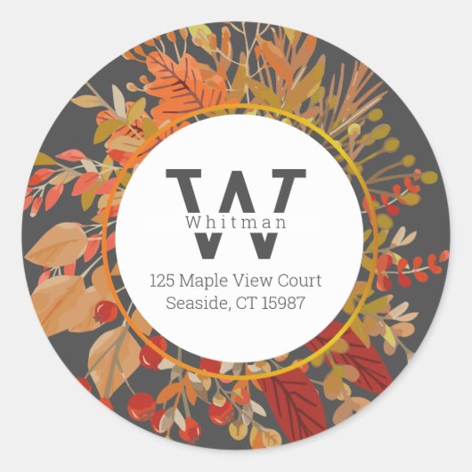 Adres voor retourzending herfst ronde sticker (Voorkant)