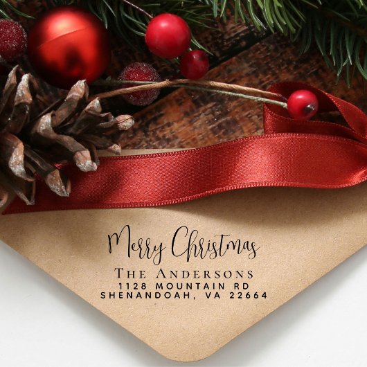 Adres voor retourzending met kerst zelfinktende stempel