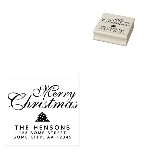 Adres voor retourzending met prettig kerstscript rubberstempel (Gestempeld)