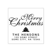 Adres voor retourzending met prettig kerstscript rubberstempel (Afrduk)