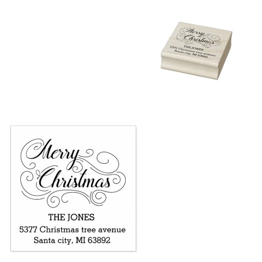 Adres voor retourzending met prettig kerstscript rubberstempel (Gestempeld)