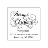 Adres voor retourzending met prettig kerstscript rubberstempel (Afrduk)