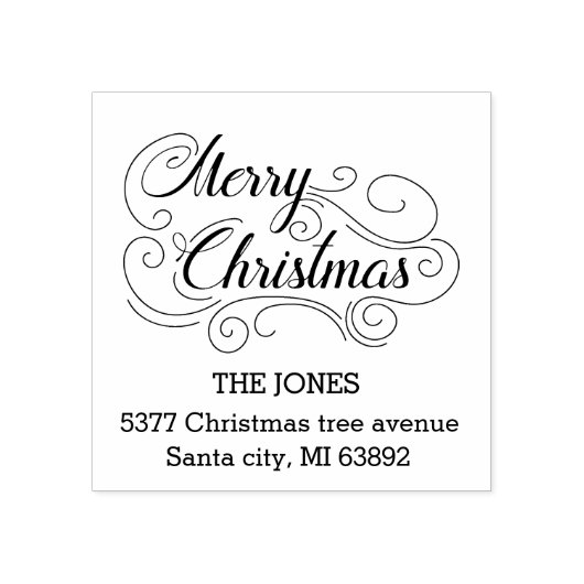 Adres voor retourzending met prettig kerstscript rubberstempel (Afrduk)