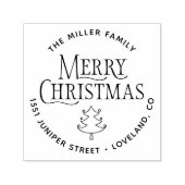 Adres voor retourzending met prettige kerstbomen zelfinktende stempel (Design)
